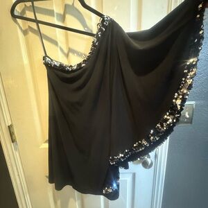 Black One-Shoulder Sequin Top
